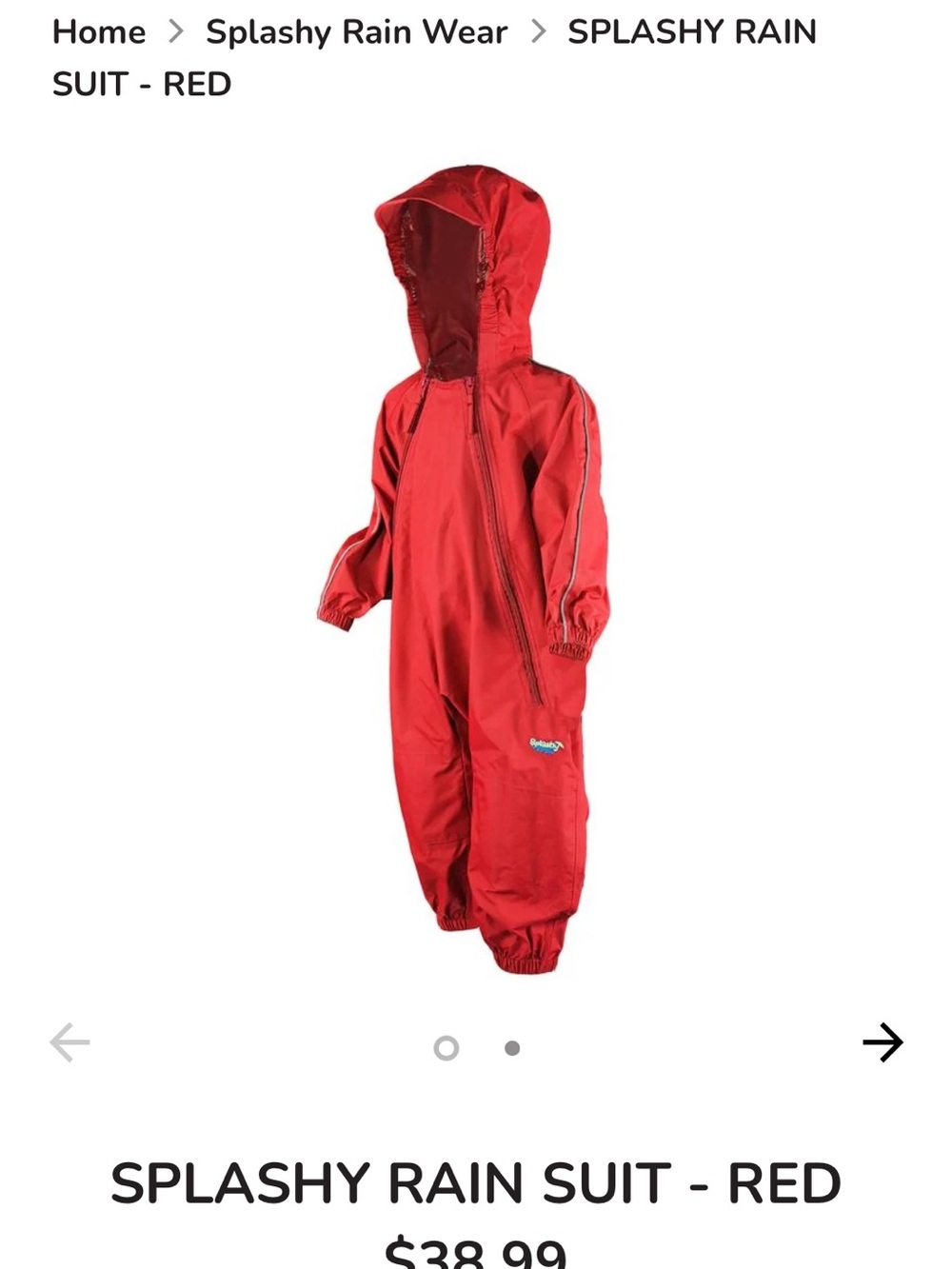 Splashy Kids Waterproof Rain Suit with Hood - Red